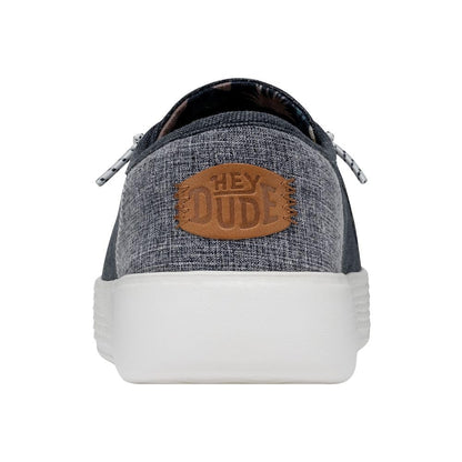 HEYDUDE Men's Cody Craft Slip On Sneaker, Navy Size 14 | Casual Textile Shoe with Elastic Laces & EVA Outsole