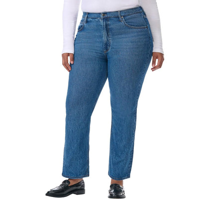 KIRKLAND Signature Women's High-Rise Straight Leg Jeans (US, Numeric, 6, Regular, Regular, Blue)