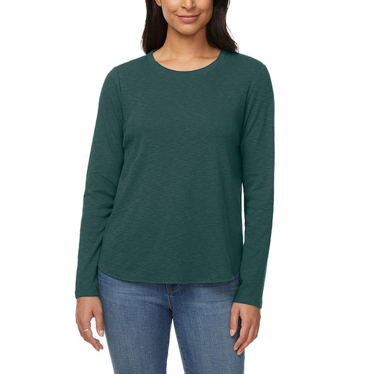 KIRKLAND Signature Women's Long Sleeve Slub Tee Shirt ( X-Large, Green)