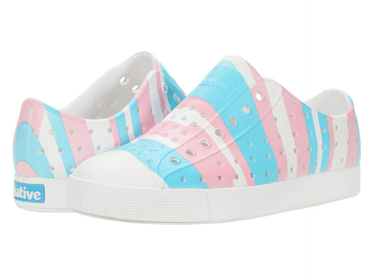 Native Shoes Girl's Jefferson Print (Toddler/Little Kid) Shell White/Shell White/Pastel Multi Stripe 10 Toddler M
