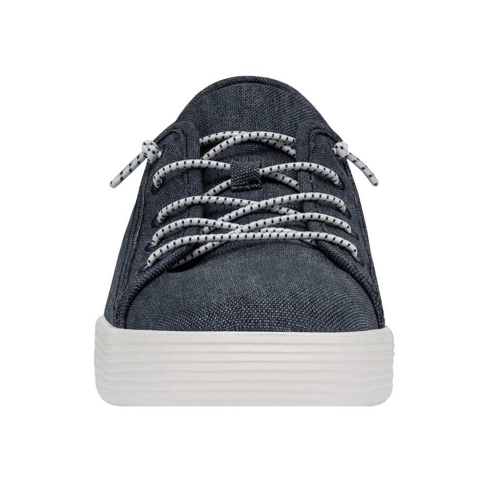 HEYDUDE Men's Cody Craft Slip On Sneaker, Navy Size 14 | Casual Textile Shoe with Elastic Laces & EVA Outsole