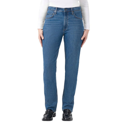 KIRKLAND Signature Women's High-Rise Straight Leg Jeans (US, Numeric, 6, Regular, Regular, Blue)