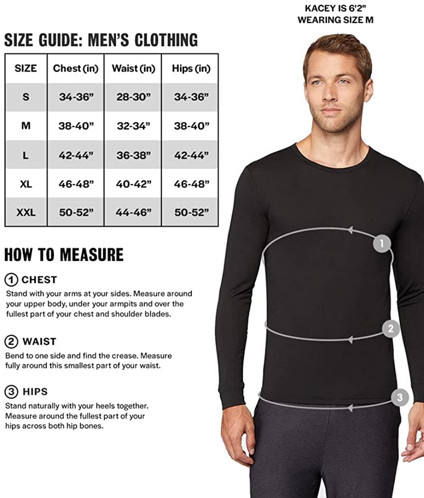 32 Degrees Men's 2-Pack Performance Lightweight Thermal Baselayer Crewneck Top, Black/Black, Small