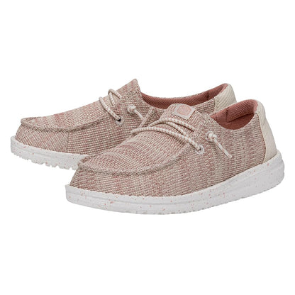 HEYDUDE Wendy Sport Mesh Loafers for Kids Girls Textile Upper Two-Eyelet Lace Closure Slip-on Style