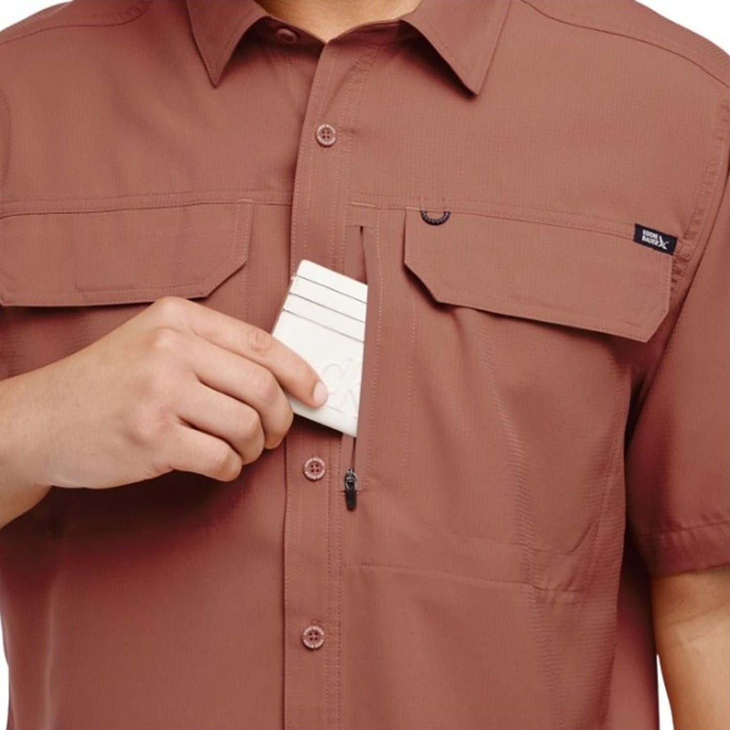Eddie Bauer Men's Short Sleeve Woven Tech Shirt (US, Alpha, XX-Large, Regular, Regular, Red)
