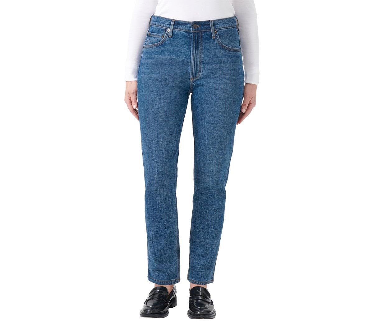 KIRKLAND Signature Women's High-Rise Straight Leg Jeans (US, Numeric, 6, Regular, Regular, Blue)