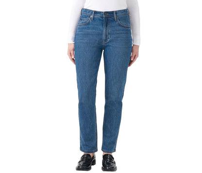 KIRKLAND Signature Women's High-Rise Straight Leg Jeans (US, Numeric, 6, Regular, Regular, Blue)