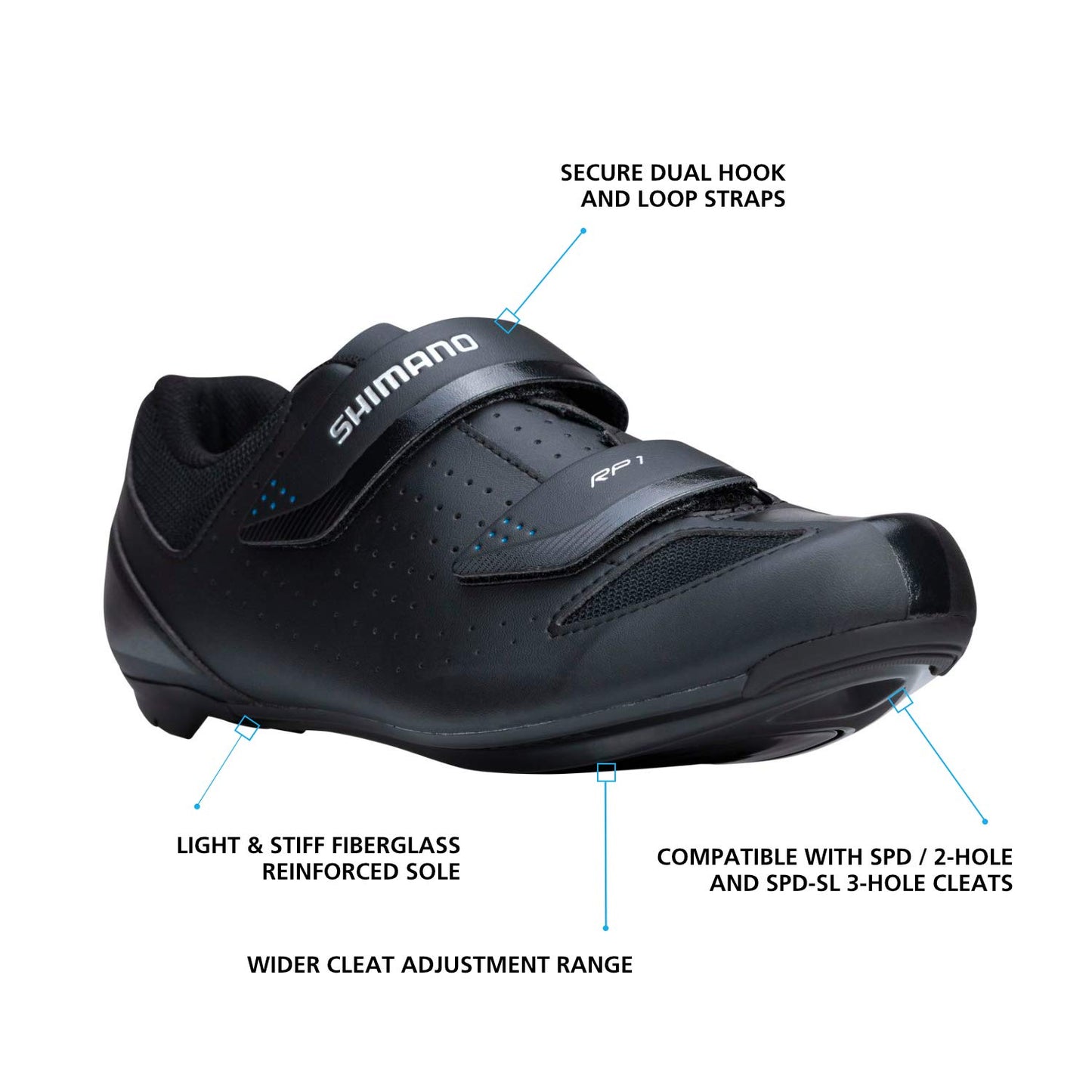 SHIMANO SH-RP1 High Performing All-Rounder Cycling Shoe, Black, 16-16.5 Women / 12-12.5 Men (EU 48)