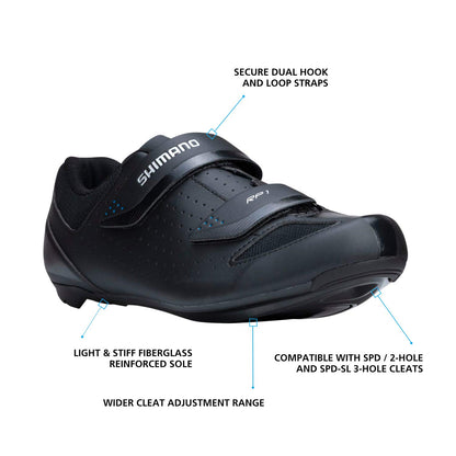 SHIMANO SH-RP1 High Performing All-Rounder Cycling Shoe, Black, 16-16.5 Women / 12-12.5 Men (EU 48)