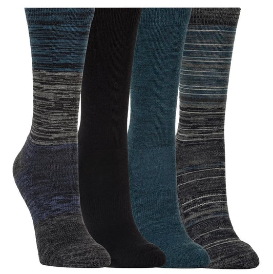 KIRKLAND Signature Ladies' Extra-Fine Merino Wool Crew Socks, Blue, 4 Pairs
