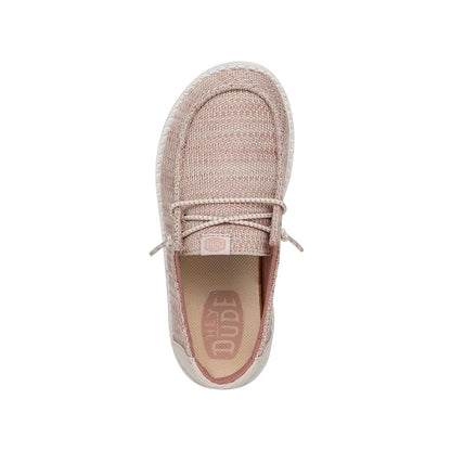 HEYDUDE Wendy Sport Mesh Loafers for Kids Girls Textile Upper Two-Eyelet Lace Closure Slip-on Style