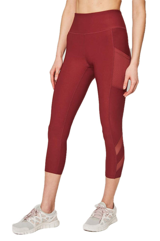 Mondetta Women's High Rise Tight Legging (US, Alpha, X-Large, Regular, Regular, Oxblood Red)
