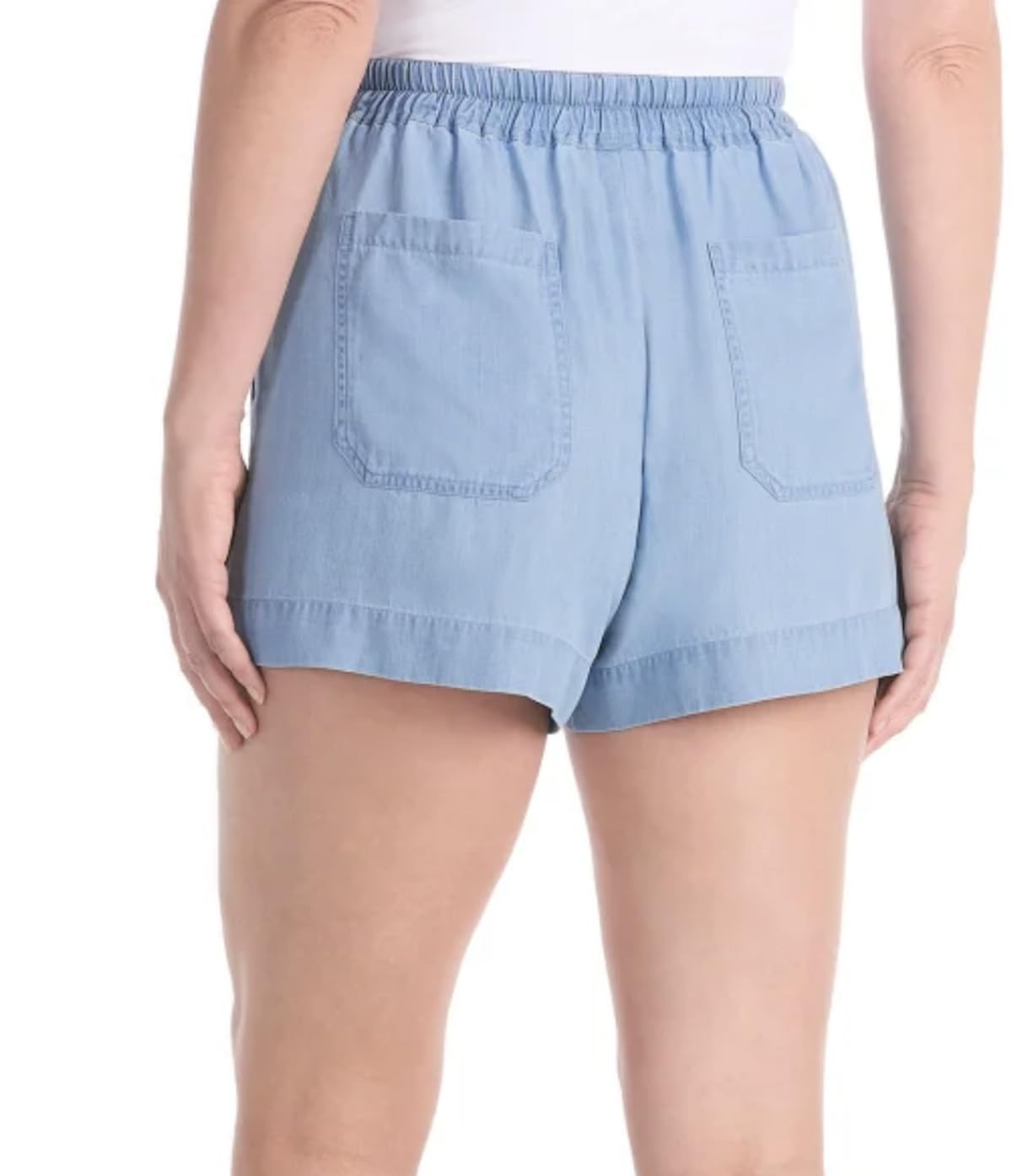 Hilary Radley Women's Pull-On Tencel Short with Pockets (US, Alpha, XX-Large, Regular, Regular, Light Blue (Light Denim))