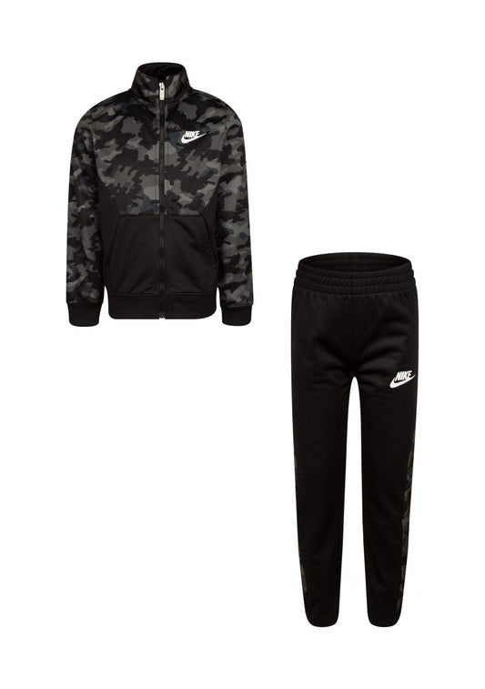 Nike Boy`s Therma Dri Fit Jacket & Pants 2 Piece Set (Black(76H109-023)/Camo, 5)