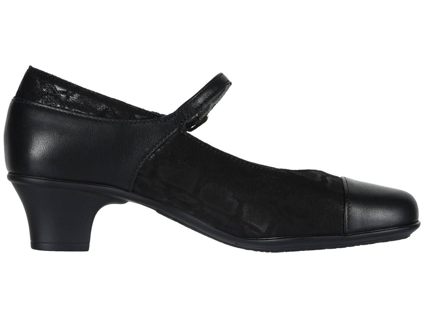 SAS Isabel Mary Jane Comfort Heel Black/Snake 8 WW - Double Wide (D)