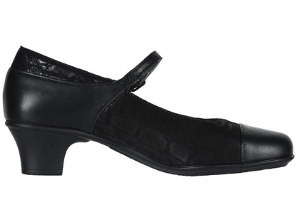 SAS Isabel Mary Jane Comfort Heel Black/Snake 8 WW - Double Wide (D)