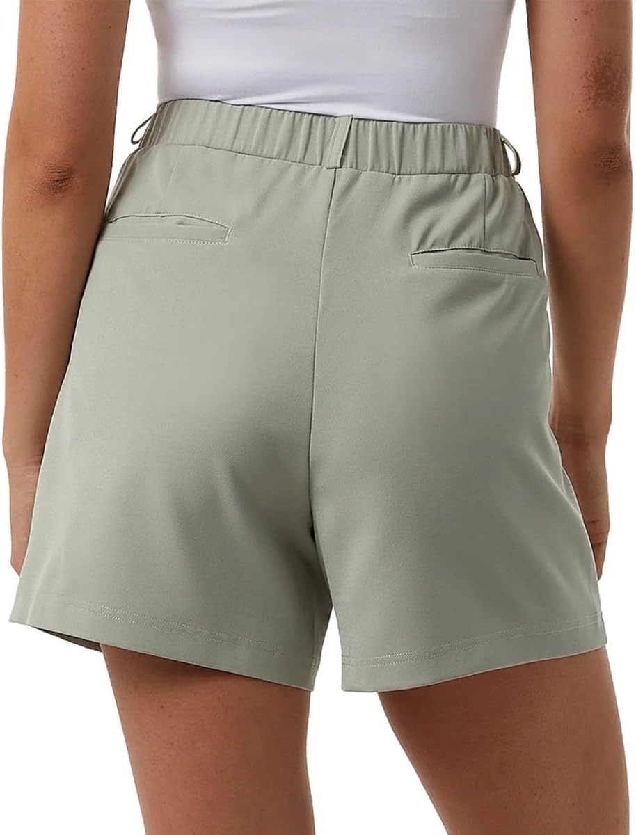 32 Degrees Women's Pleated Shorts (US, Alpha, Small, Regular, Regular, Green)