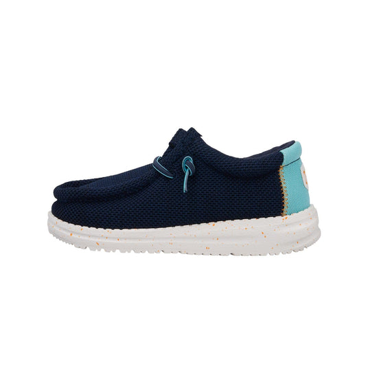 HEYDUDE Boy's Wally Heathered Mesh (Little Kid/Big Kid) Navy 5 Big Kid M