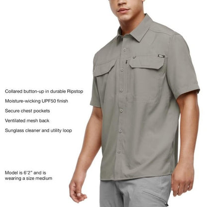 Eddie Bauer Men's Short Sleeve Woven Tech Shirt (US, Alpha, X-Large, Regular, Regular, Grey)