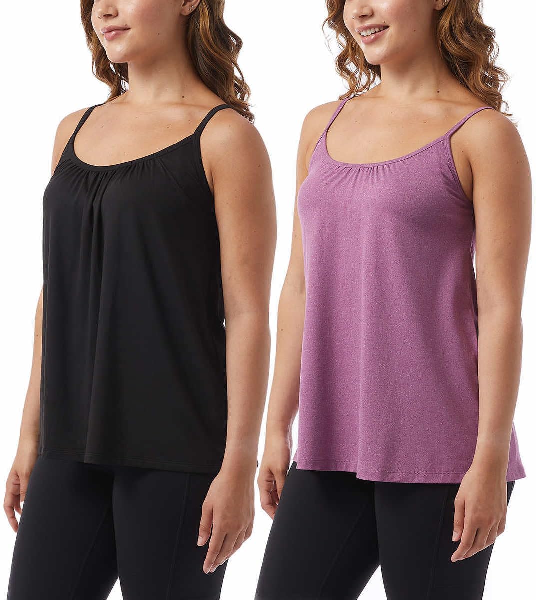 32 Degrees Cool Womens 2-Pack Lightweight Top Cami (US, Alpha, Small, Regular, Regular, Heather Plum/Black)