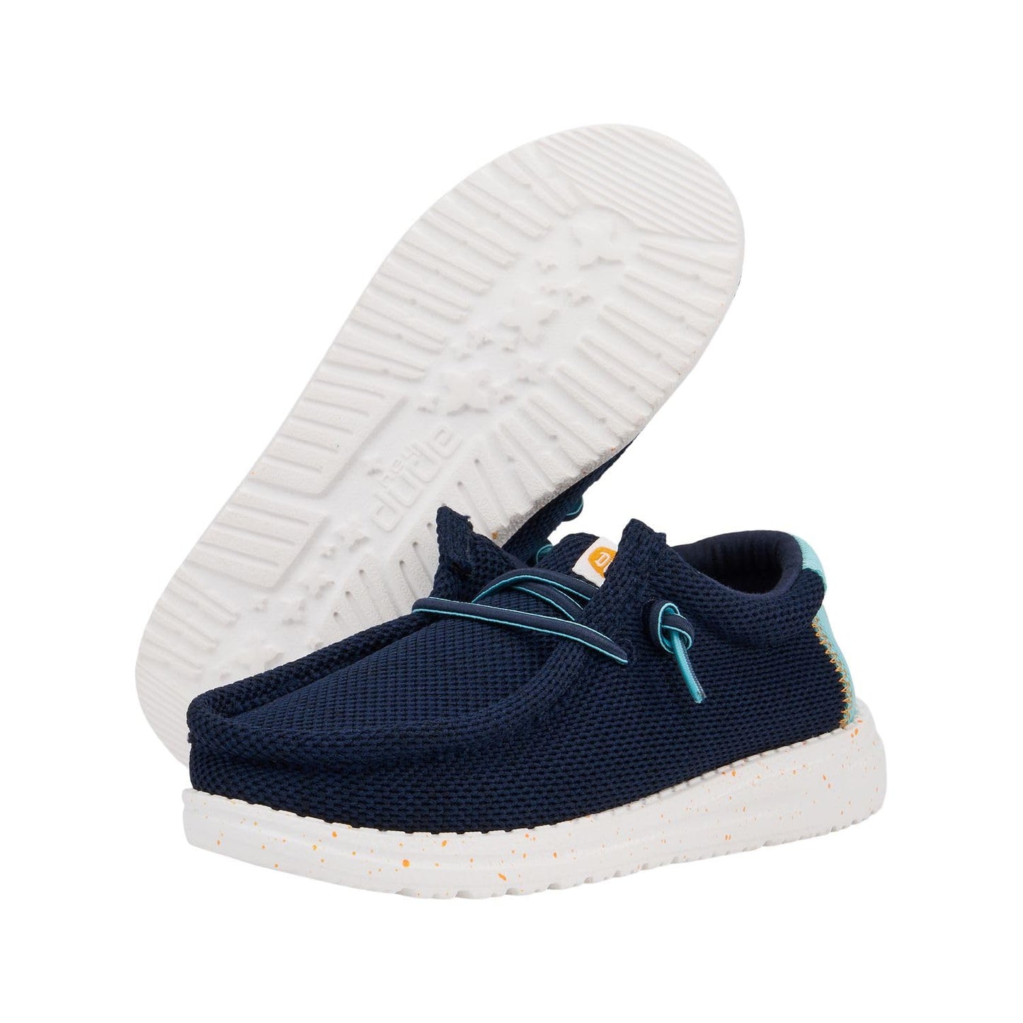 HEYDUDE Boy's Wally Heathered Mesh (Little Kid/Big Kid) Navy 5 Big Kid M