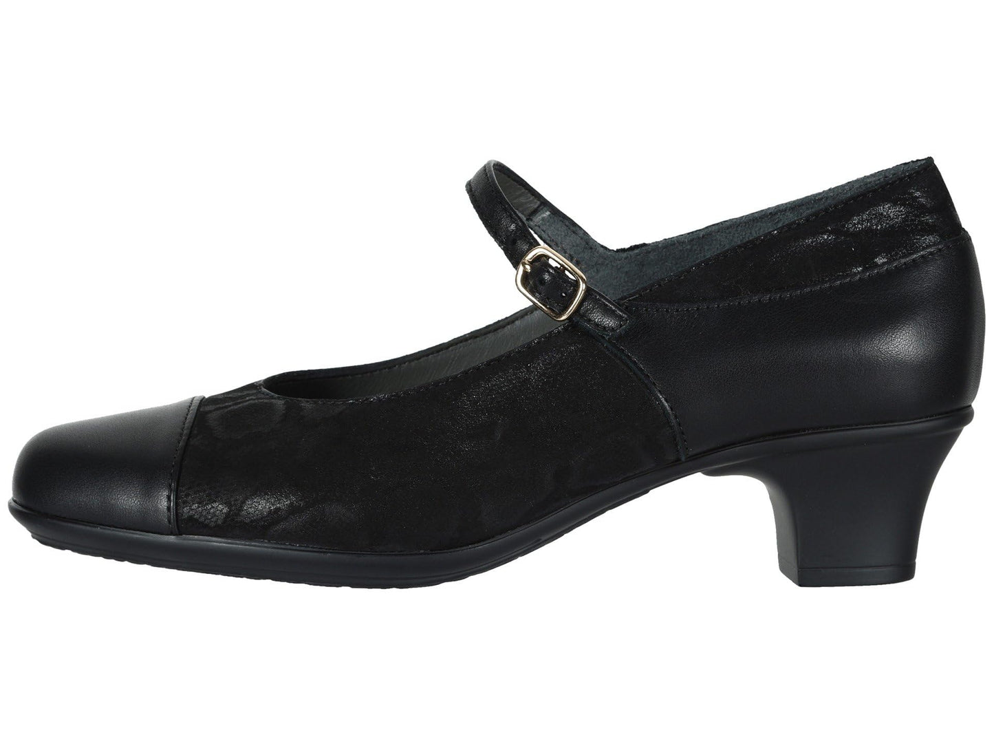SAS Isabel Mary Jane Comfort Heel Black/Snake 8 WW - Double Wide (D)