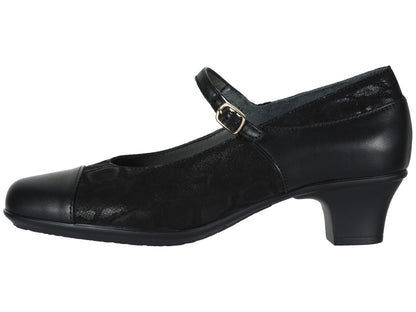 SAS Isabel Mary Jane Comfort Heel Black/Snake 8 WW - Double Wide (D)