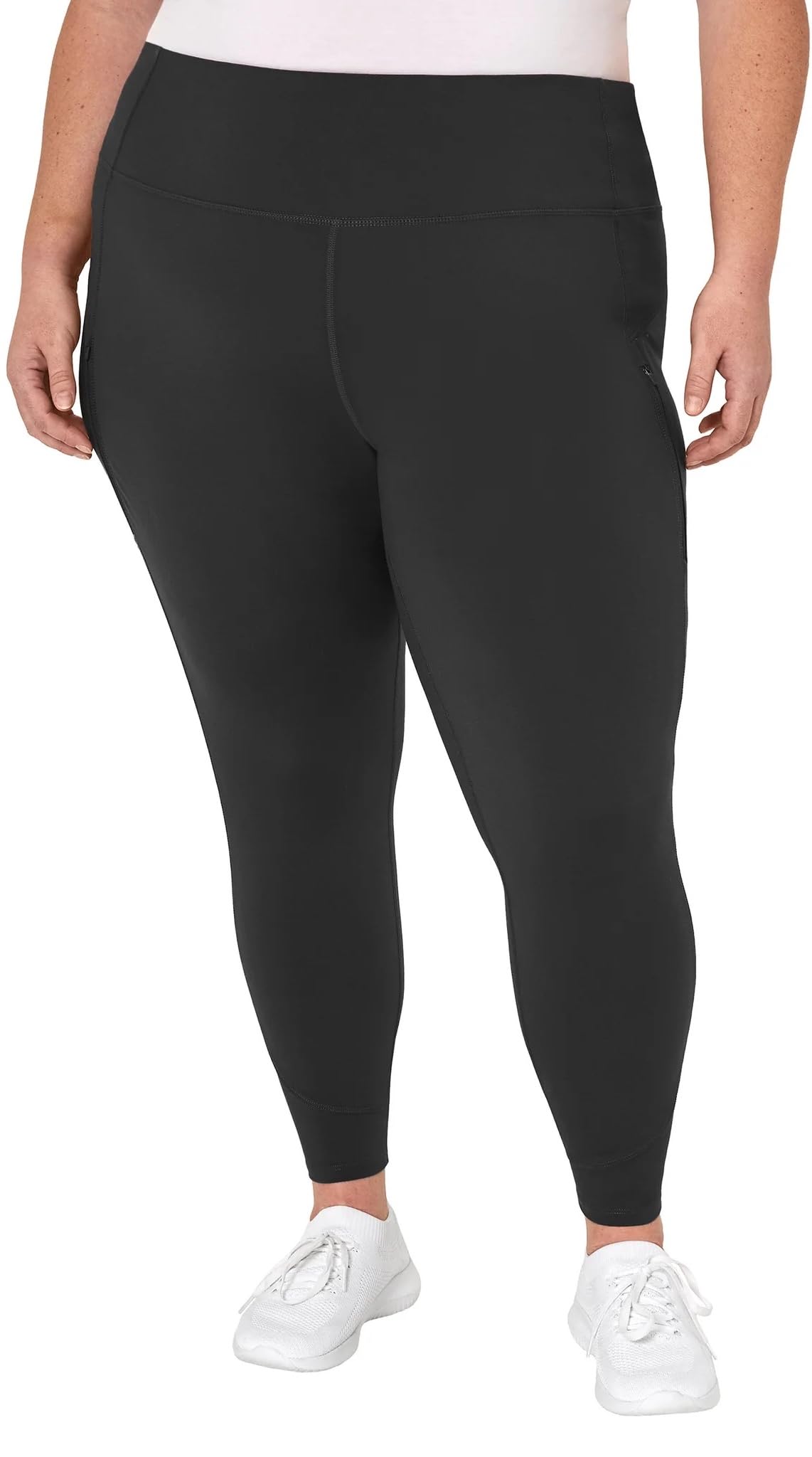Mondetta World Outfitter Women's Moisture Wicking Cropped Legging Pant with Side Zip Pockets (US, Alpha, X-Large, Regular, Regular, Black)