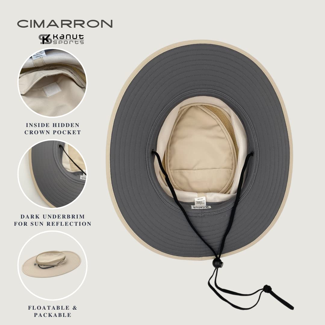 KANUT SPORTS Cimarron Safari Hat for Men and Women - Wide Brim Sun Hat for Outdoor Activities: Hiking, Running, Fishing - Sun Protection Summer Hat (US, Alpha, Large, Khaki)