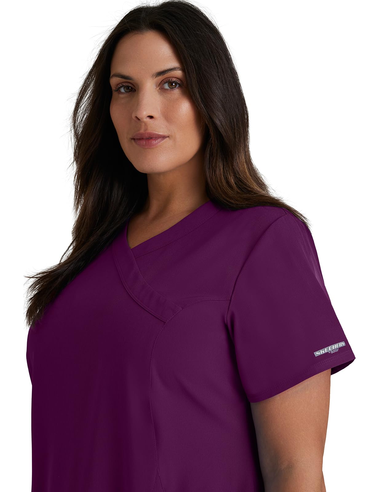 BARCO Skechers Vitality Women�s Charge V-Neck Scrub Top � Wine, 2XL