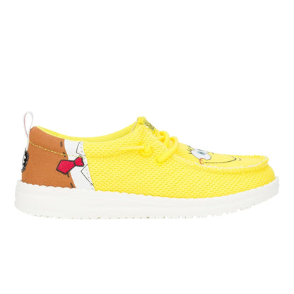 HEYDUDE Kids Boys Wally Funk Spongebob (Little Kid/Big Kid) Brown/Yellow 4 Medium