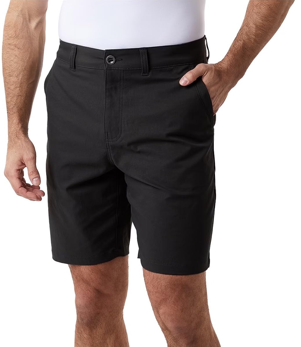 32 Degrees Cool Men's Stretch Canvas Chino Short (US, Waist, 40, Regular, Black, 40)