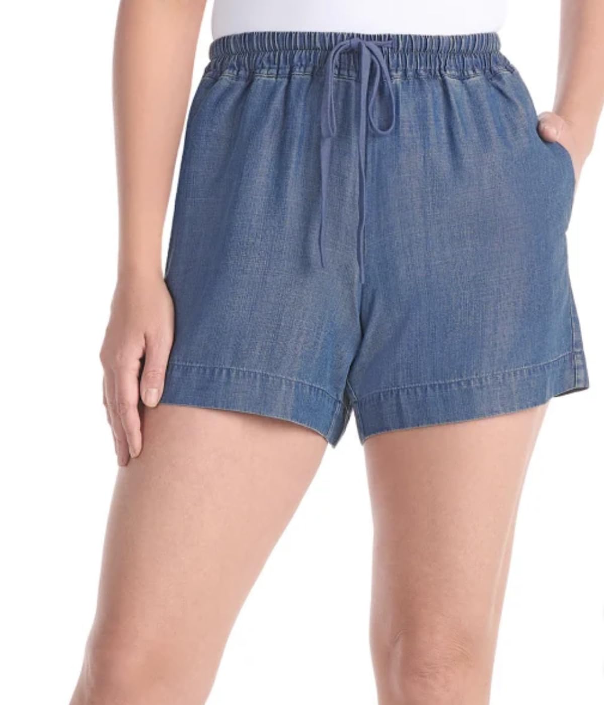Hilary Radley Women's Pull-On Tencel Short with Pockets (US, Alpha, XX-Large, Regular, Regular, Dark Blue (Medium Blue Denim))