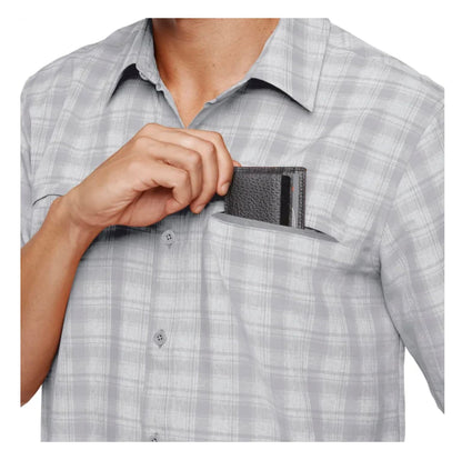 Orvis Men's UPF 30+ Quick Dry Moisture Wicking Button Up Short Sleeve Woven Tech Shirt with Pockets (US, Alpha, Medium, Regular, Regular, Gray)
