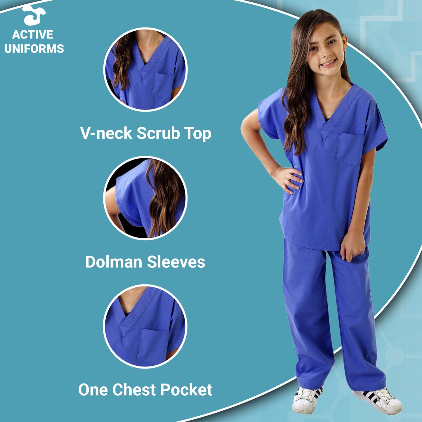 Active Uniforms Kids Scrubs Set Super Soft Children Scrub Set 12/14, Ceil