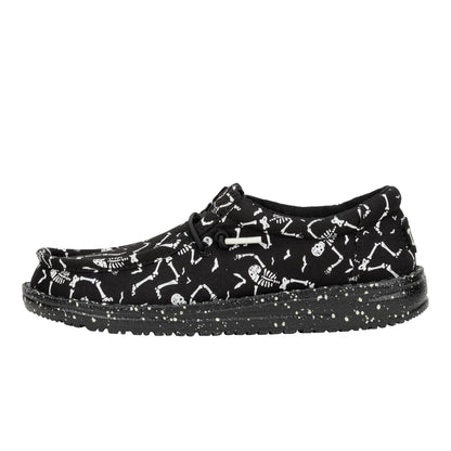 HEYDUDE Kids Mens Wally Skeletons (Little Kid/Big Kid) Black 5 Big Kid M