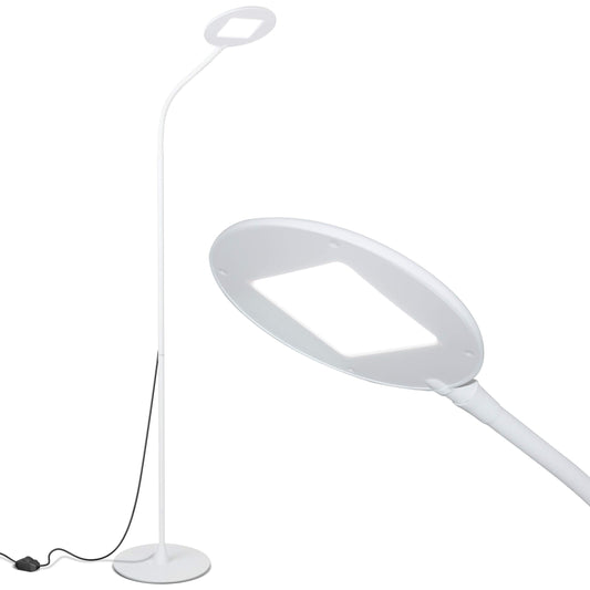 Brightech Contour Flex - Bright LED Floor Lamp for Reading, Crafts & Office Tasks - Standing Pole Lamp w. Flexible Gooseneck & Dimmer - Beauty Light for Lashes, Spa, Salon, Facial, Makeup - White