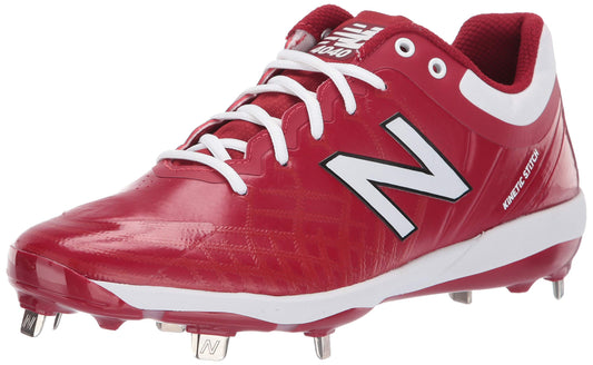 New Balance Men's 4040 V5 Metal Baseball Shoe, Maroon/White, 16 W US