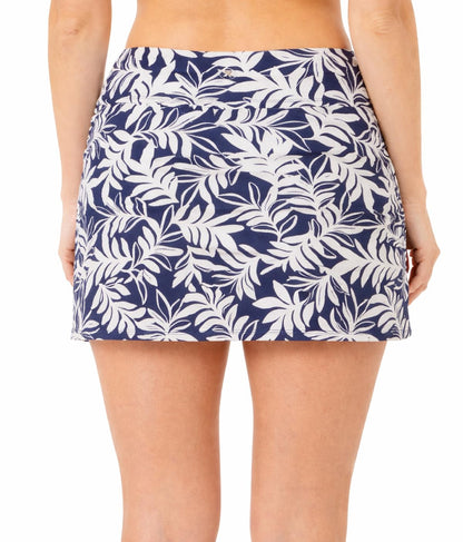 Hurley Women's UPF 50+ Performance Swim Skort (US, Alpha, X-Small, Regular, Regular, Navy (Blue/White Floral Palm Print))