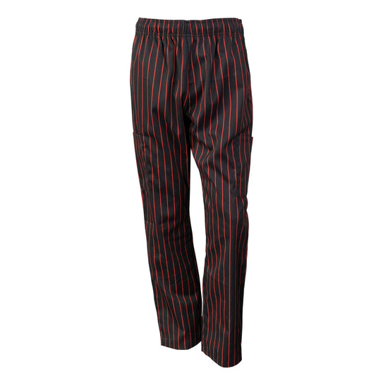 Chef Code Unisex Modern Fit Chef Pants with Cargo Pockets, Elastic Waist CC220 (Chalkstripe Red, XL)
