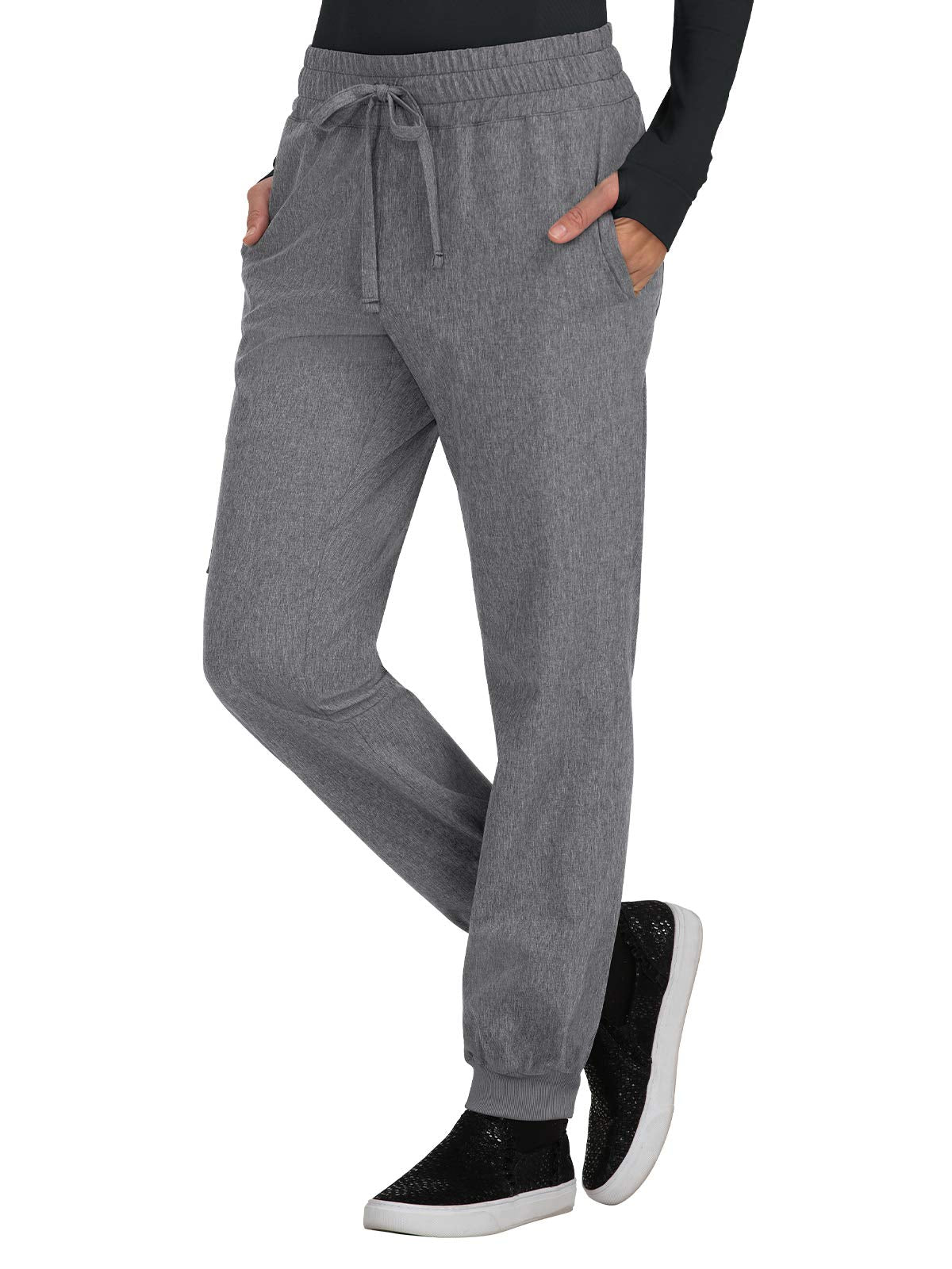 KOI Basics Women's 741 Gemma Jogger Pant (Heather Grey, Large Tall)