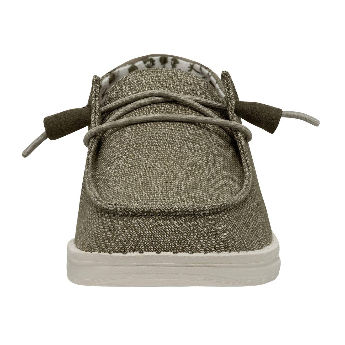 HEYDUDE Women's Wendy Chambray Slip On Shoe, Sage Size 9 | Textile Upper | Lightweight Casual Loafer with Elastic Laces