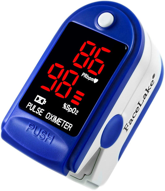 FaceLake � FL400 Pulse Oximeter Fingertip with Carrying Case, Batteries, Lanyard, and Warranty (Blue)
