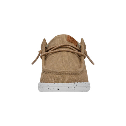 HEYDUDE Boy's Wally-Youth Washed Canvas Walnut Size 2 | Youth's Shoes | Youth Slip-on Loafers | Comfortable & Light-Weight