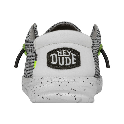 HEYDUDE Boy's Youth Wally Sox Slip On Shoe, Stone White Size 3 | Lightweight Casual Loafer with Elastic Laces and Removable EVA Insole