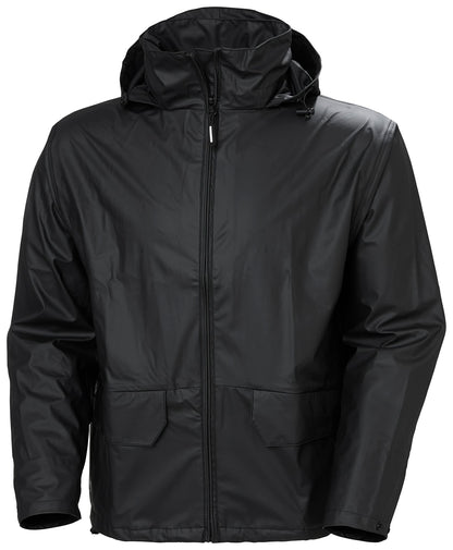 Helly-Hansen Workwear Voss Waterproof Mens Rain Jacket Featuring Full Stretch Fabric and Adjustable Hood, 990 Black - XS