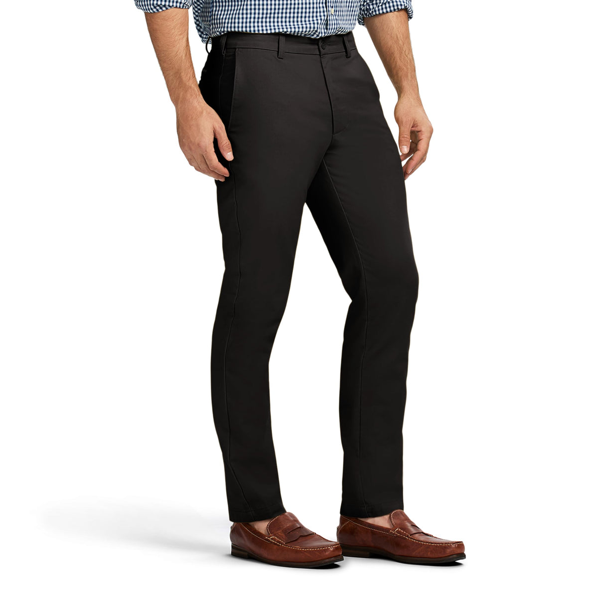 IZOD Men's American Chino Flat-Front Straight-Fit Pants, Black, 38W x 32L