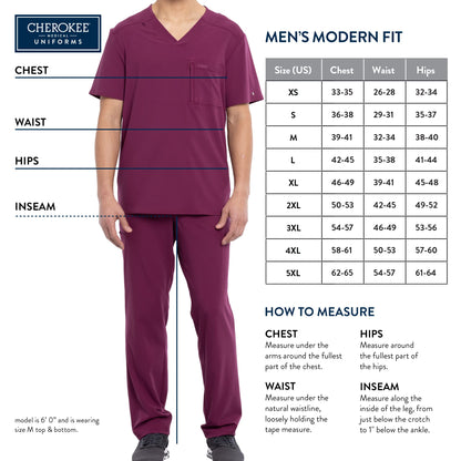 Cherokee Men Scrubs Pant Natural Rise Jogger with Zip Cargo Pocket WW012T, L Tall, Teal Blue