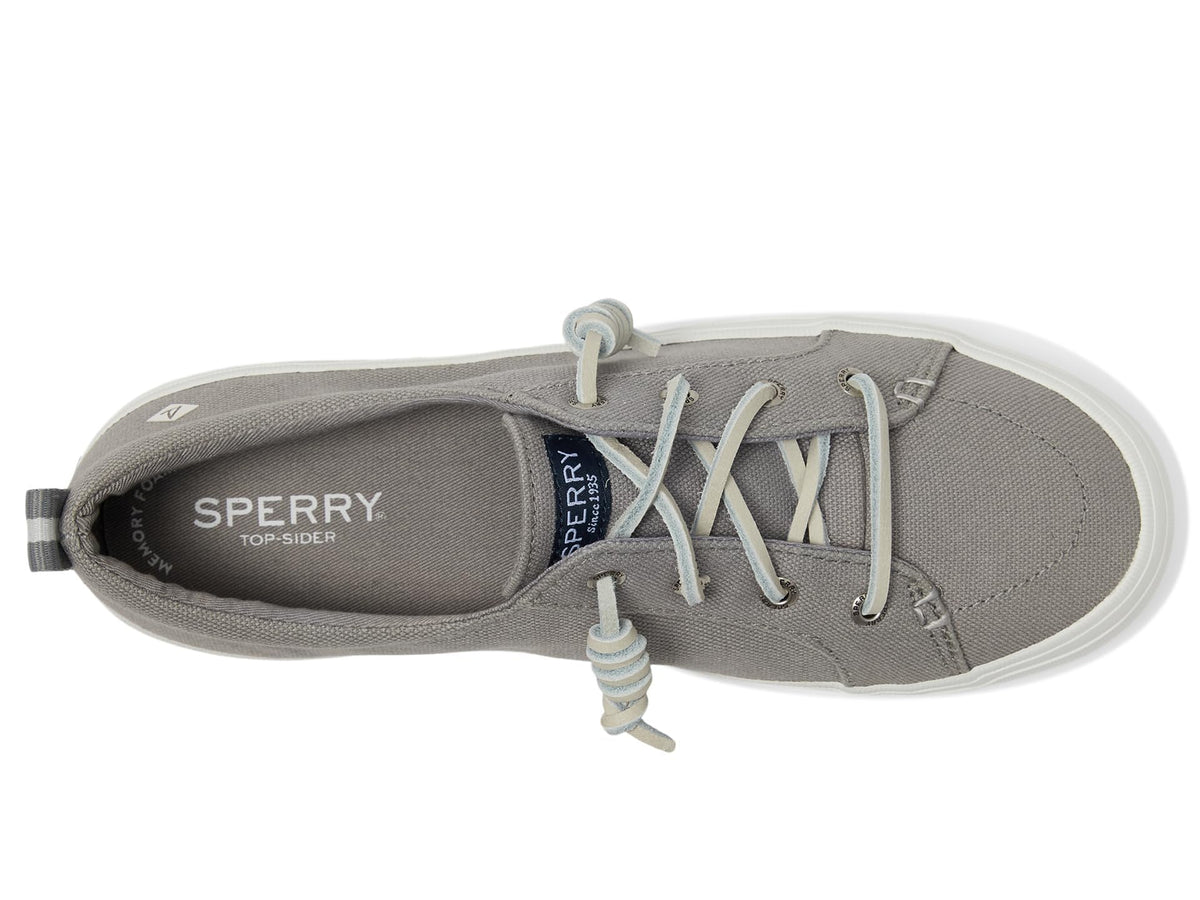 Sperry Women's Crest Vibe Linen Sneaker, Grey ,9.5 Wide