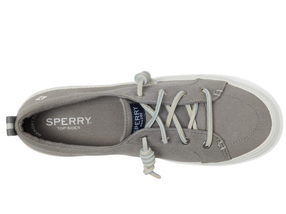 Sperry Women's Crest Vibe Linen Sneaker, Grey ,9.5 Wide